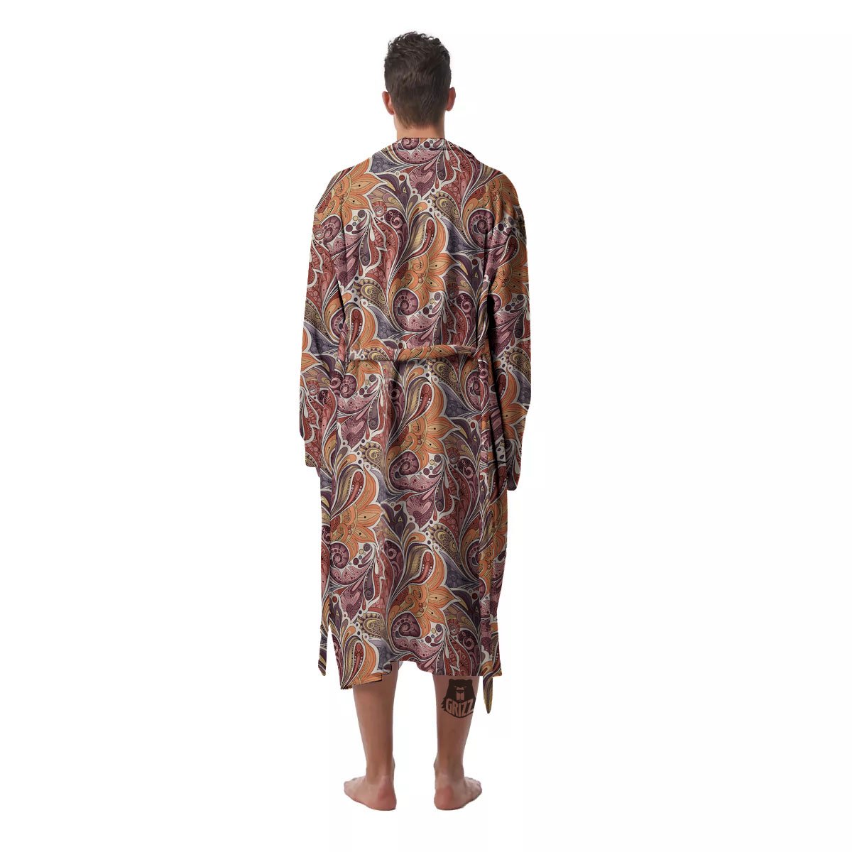 Bohemian Pigeon Floral Print Pattern Men's Robe-grizzshop