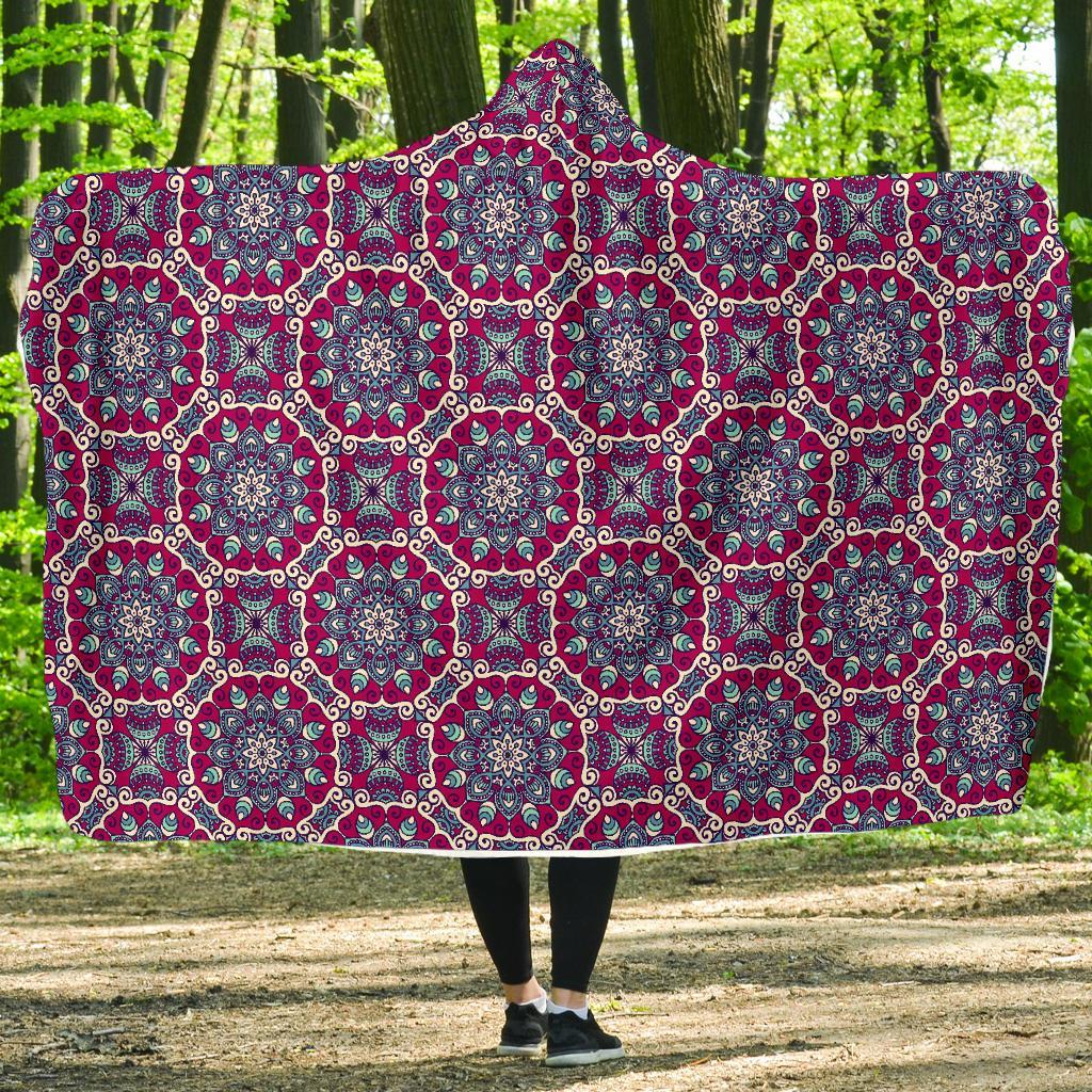 Bohemian Print Pattern Hooded Blanket-grizzshop