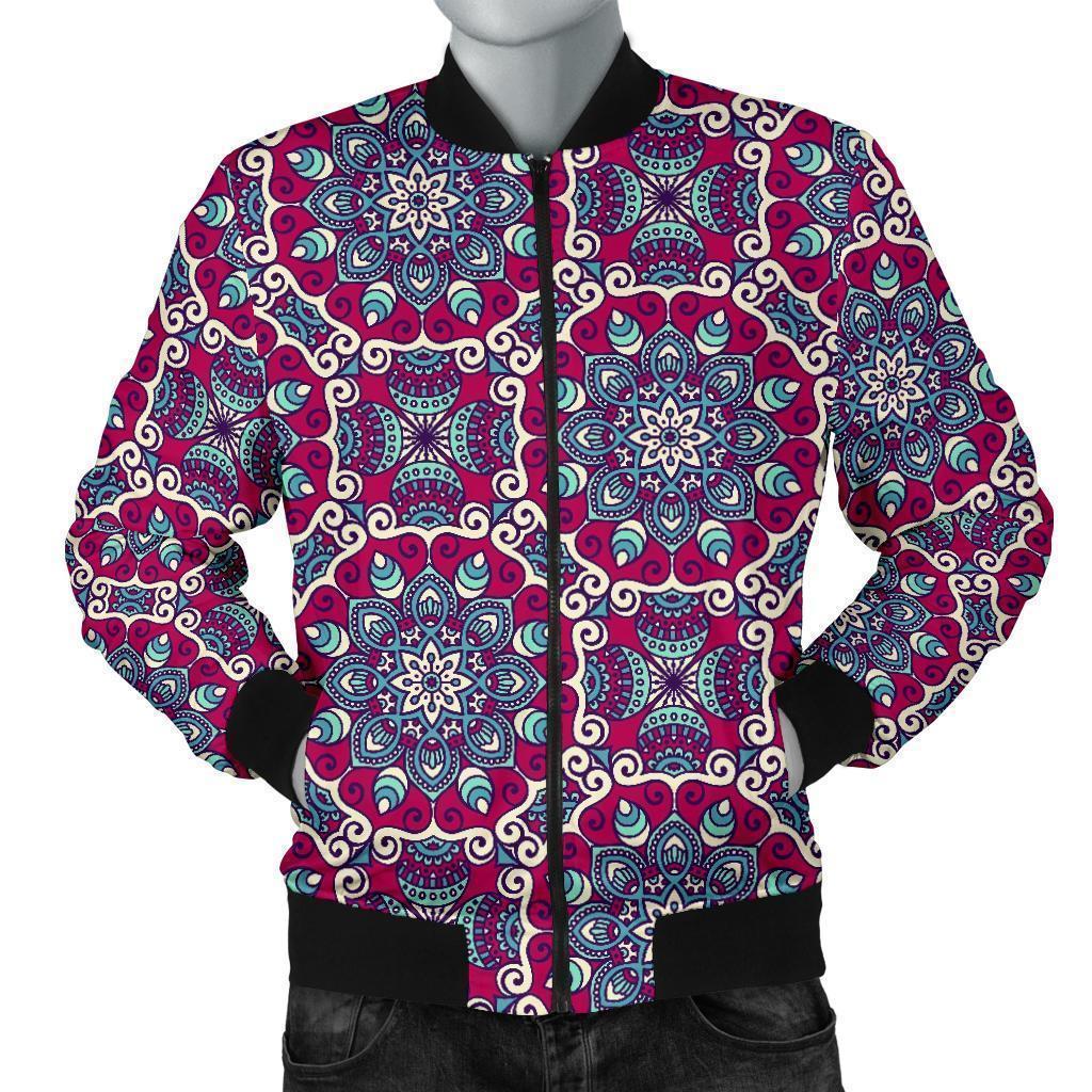 Bohemian Print Pattern Men's Bomber Jacket-grizzshop