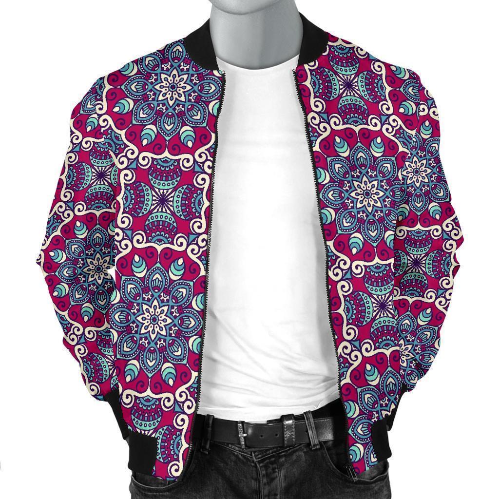 Bohemian Print Pattern Men's Bomber Jacket-grizzshop