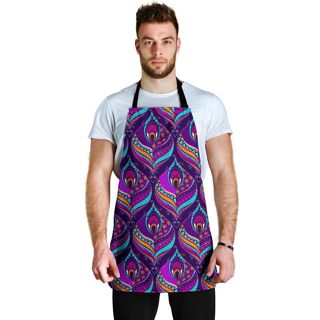 Bohemian Purple Pattern Print Men's Apron-grizzshop