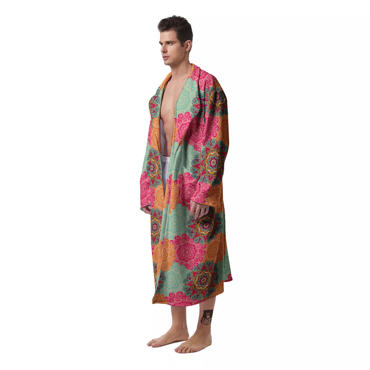 Bohemian Sangria Mandala Print Pattern Men's Robe-grizzshop