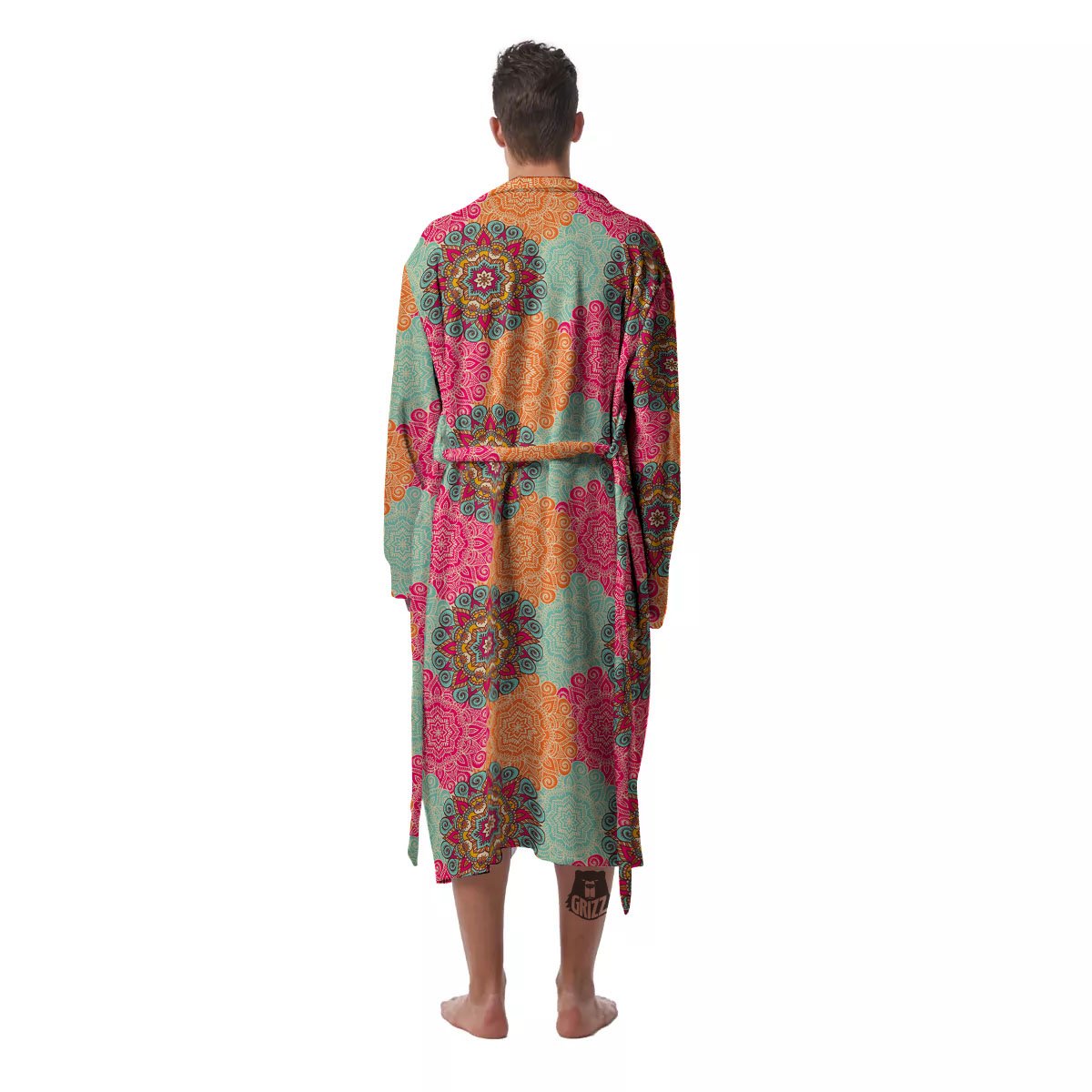 Bohemian Sangria Mandala Print Pattern Men's Robe-grizzshop