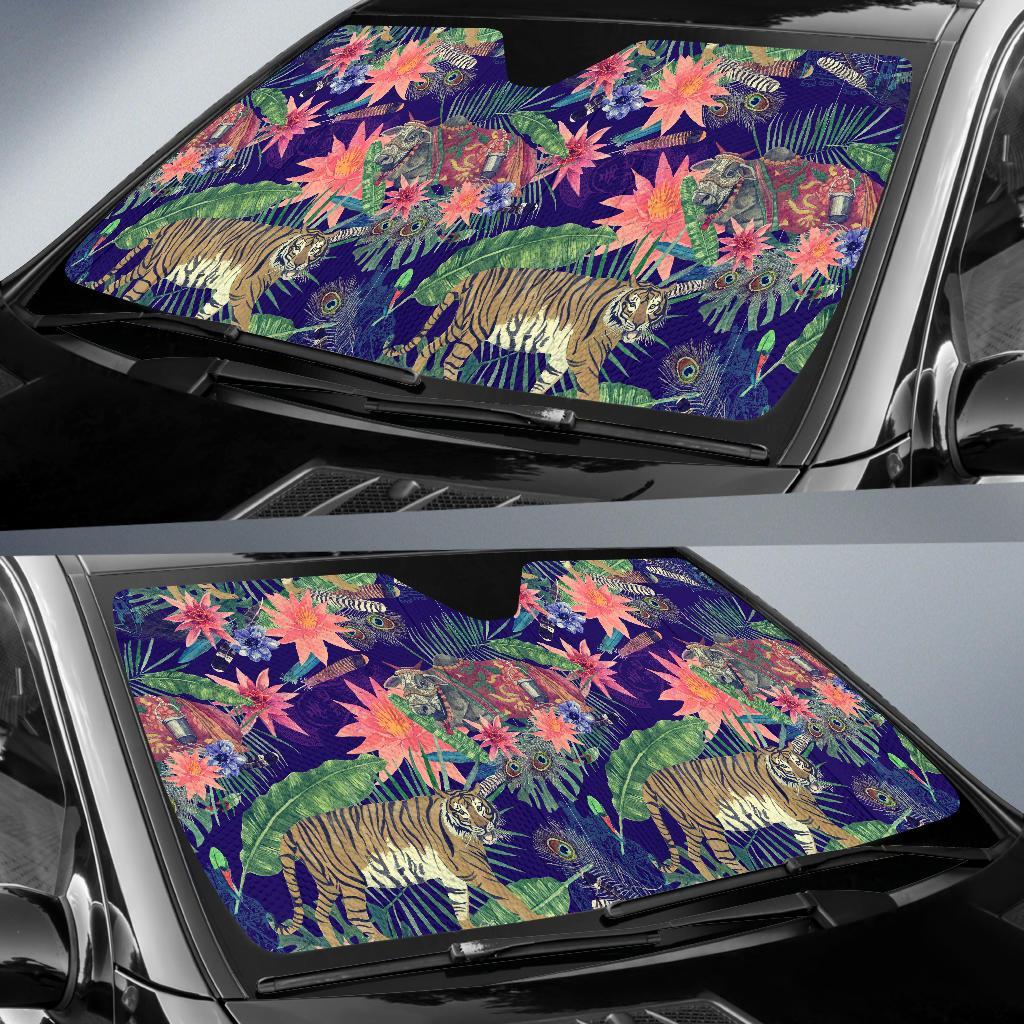 Bohemian Tiger Pattern Print Car Sun Shade-grizzshop