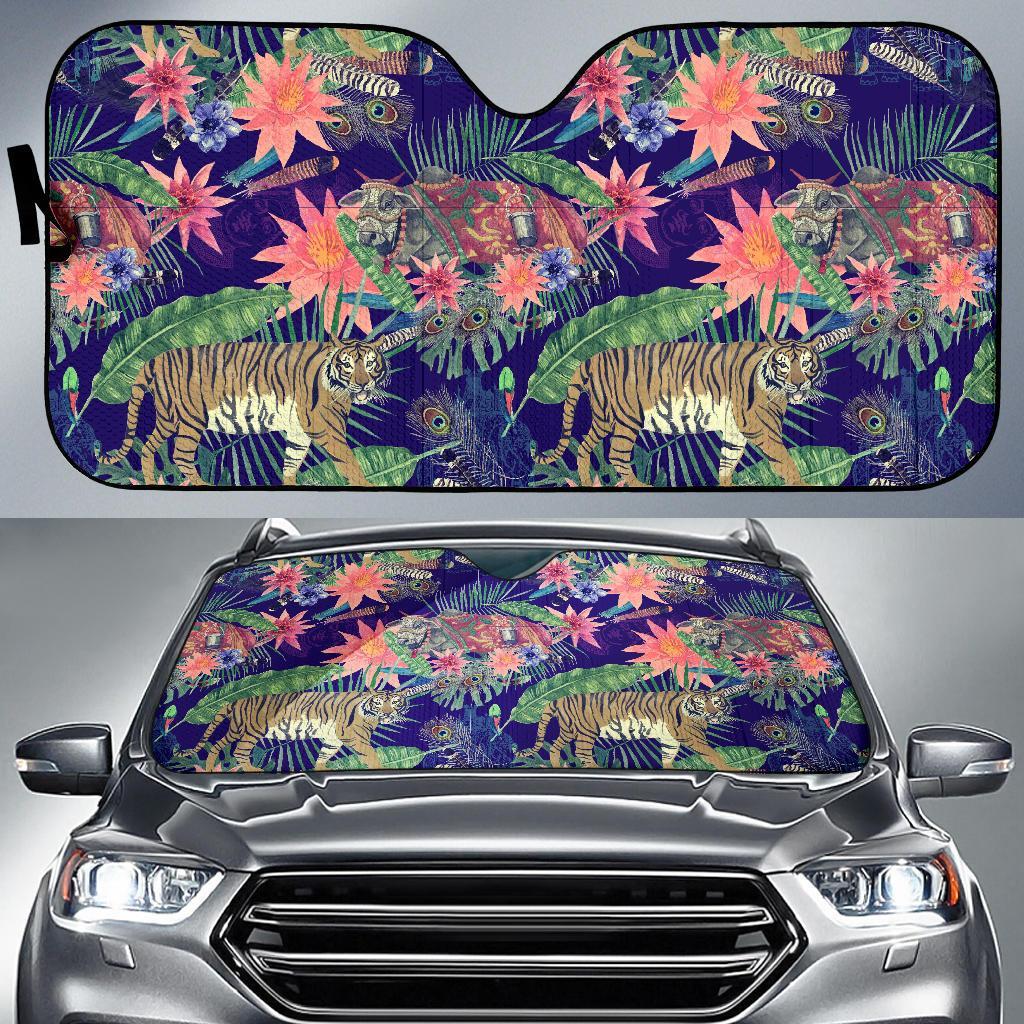 Bohemian Tiger Pattern Print Car Sun Shade-grizzshop