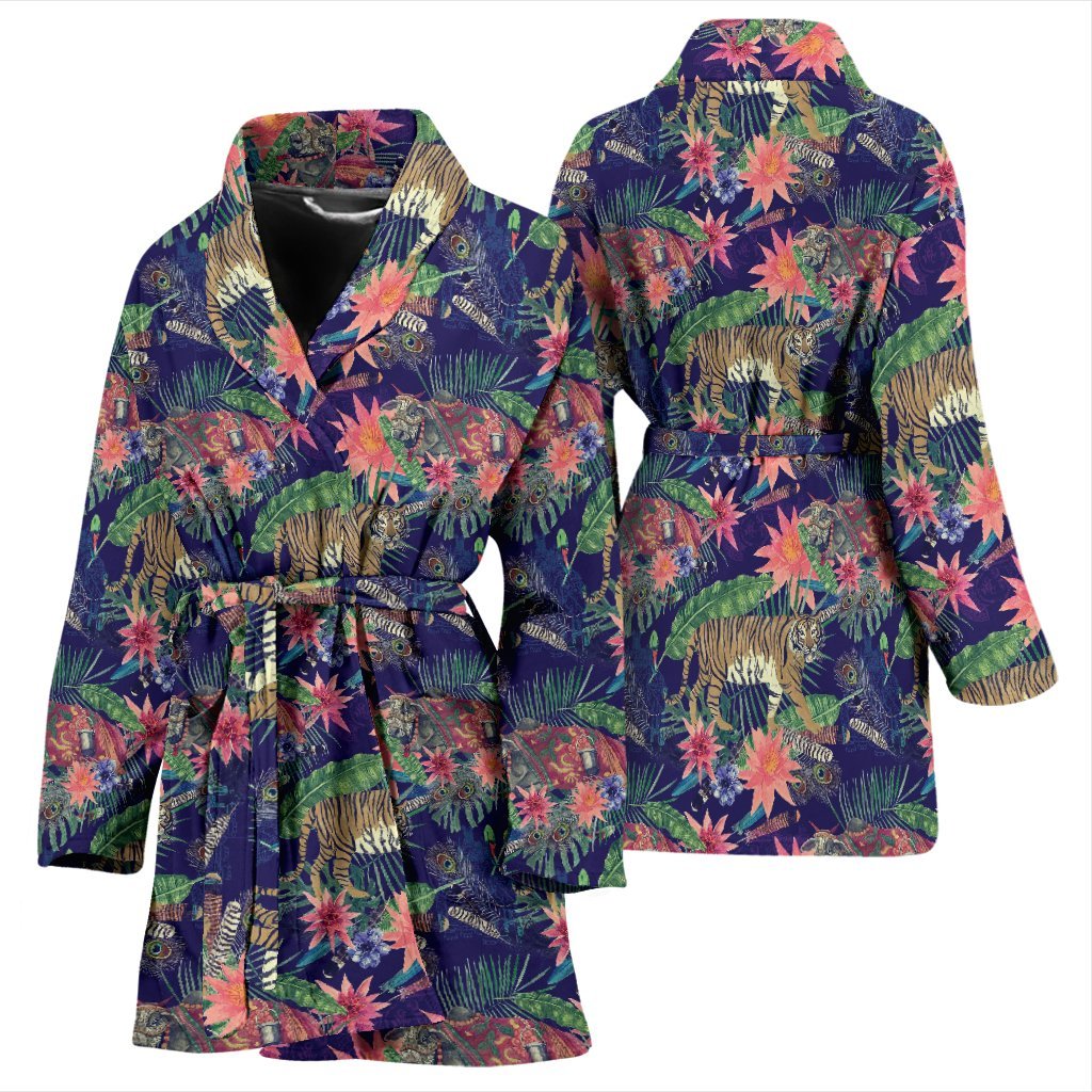 Bohemian Tiger Pattern Print Women Long Robe-grizzshop
