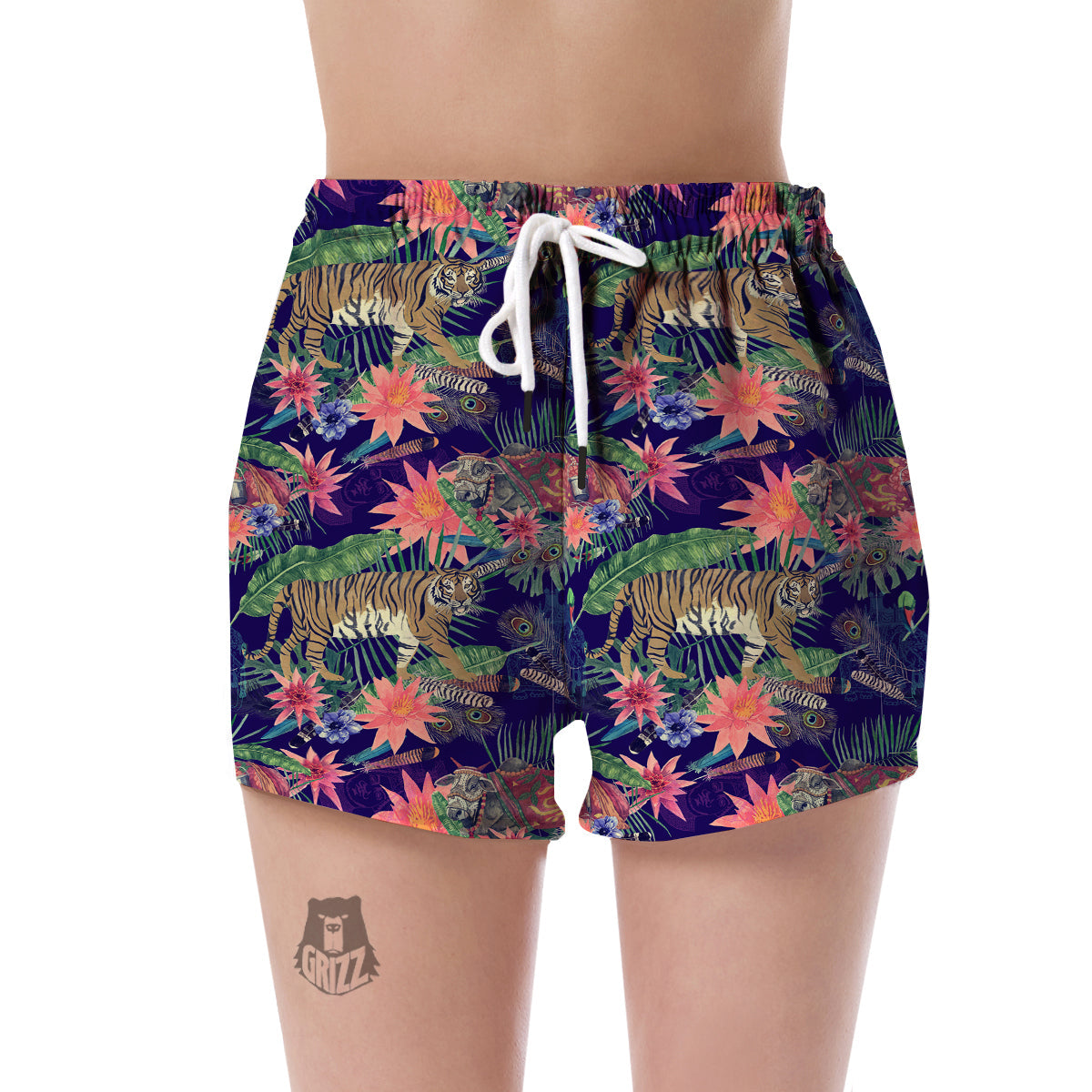 Bohemian Tiger Pattern Print Women's Shorts-grizzshop