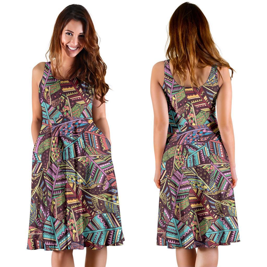 Bohemian Boho Pattern Print Dress-grizzshop