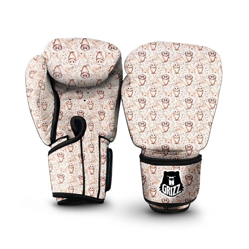 Boho Cute Owl Print Pattern Boxing Gloves-grizzshop