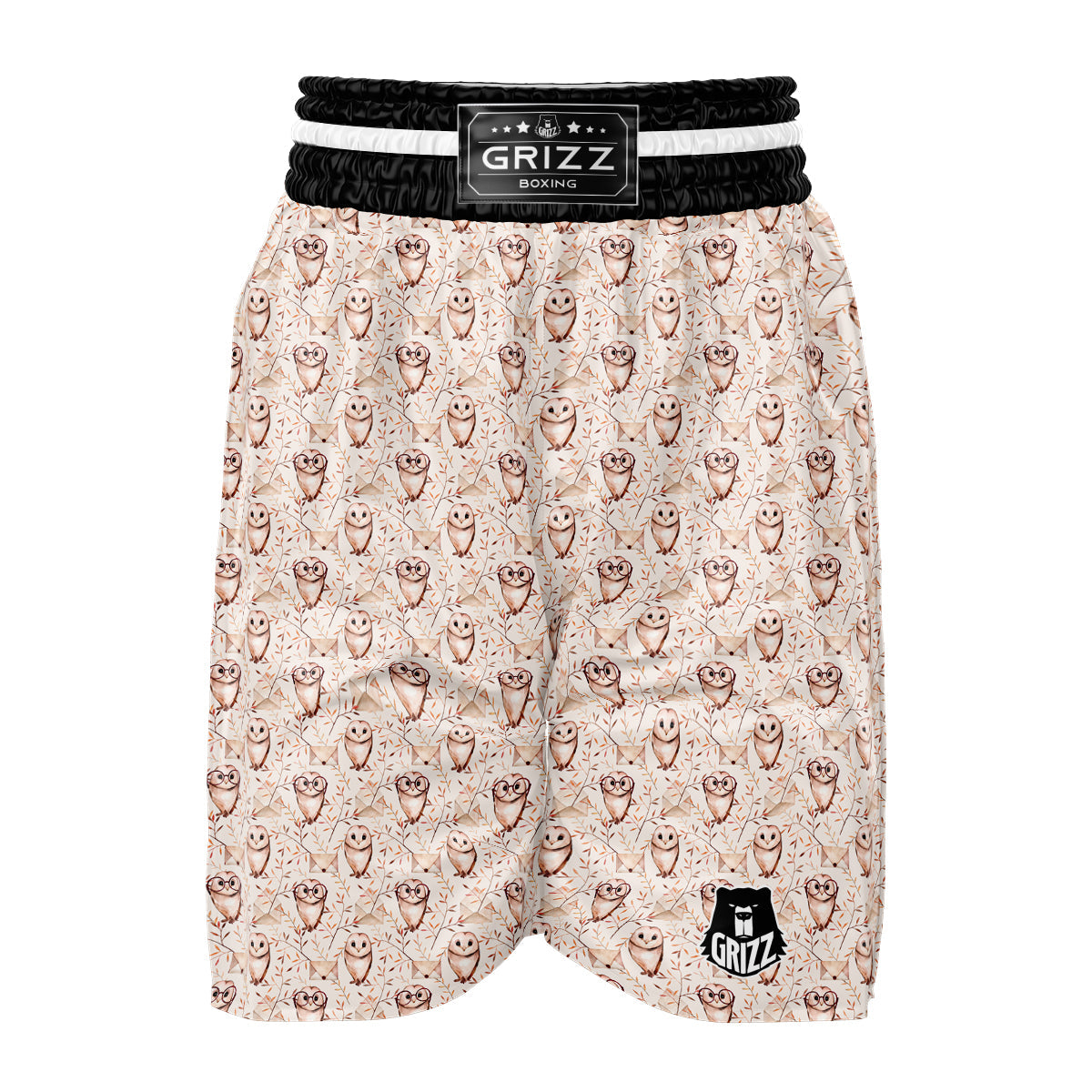 Boho Cute Owl Print Pattern Boxing Shorts-grizzshop
