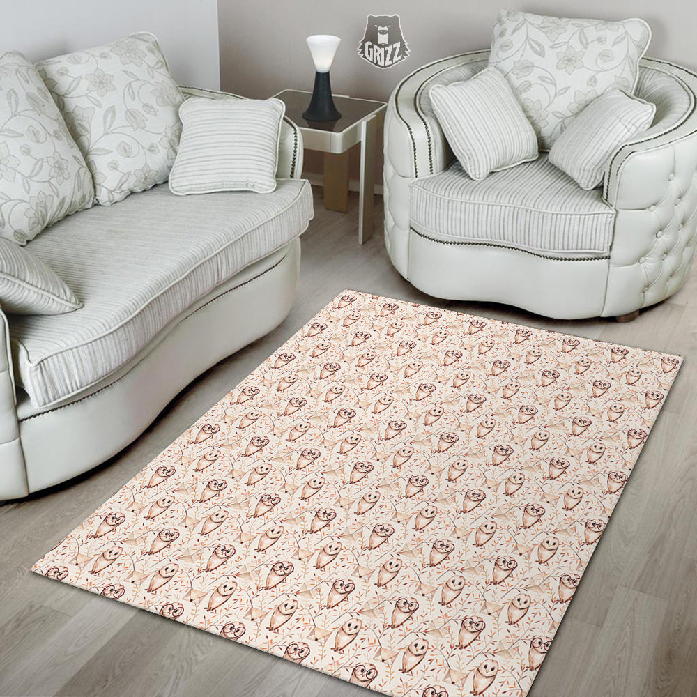 Boho Cute Owl Print Pattern Floor Mat-grizzshop