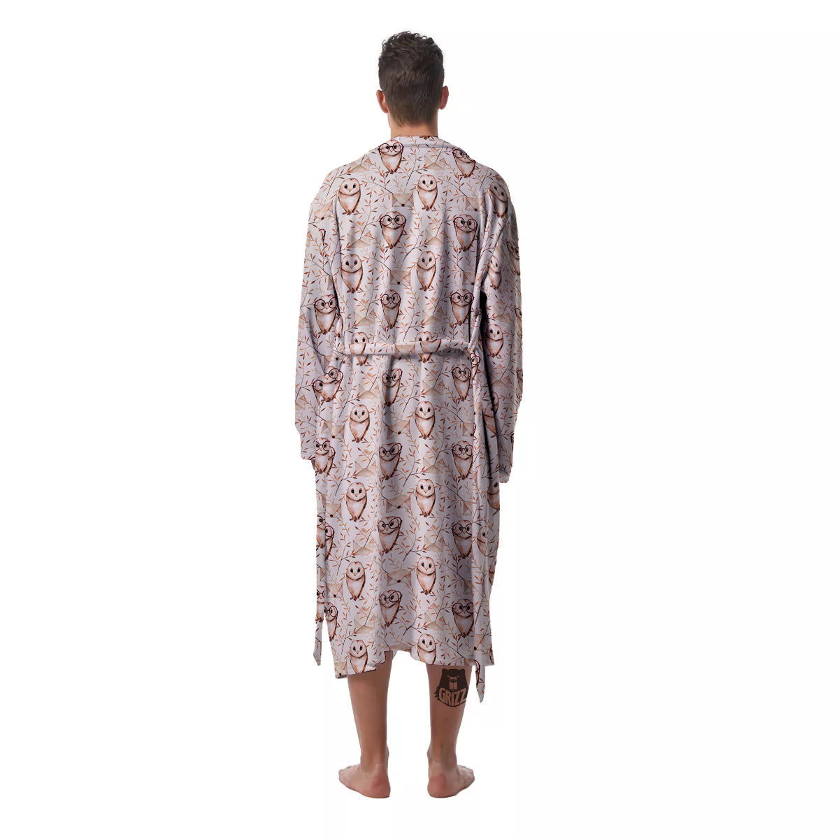 Boho Cute Owl Print Pattern Men's Robe-grizzshop