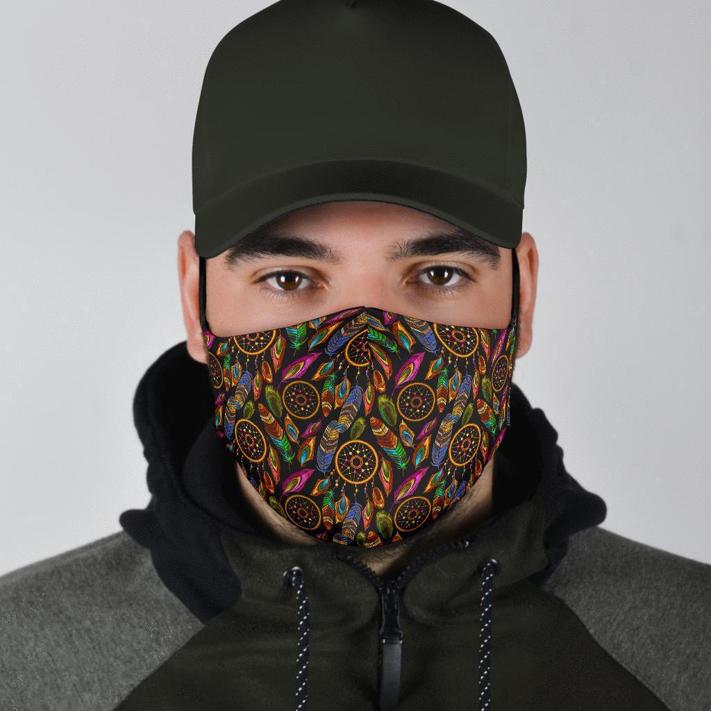 Boho Peacock Dream Catcher Feather Face Mask-grizzshop