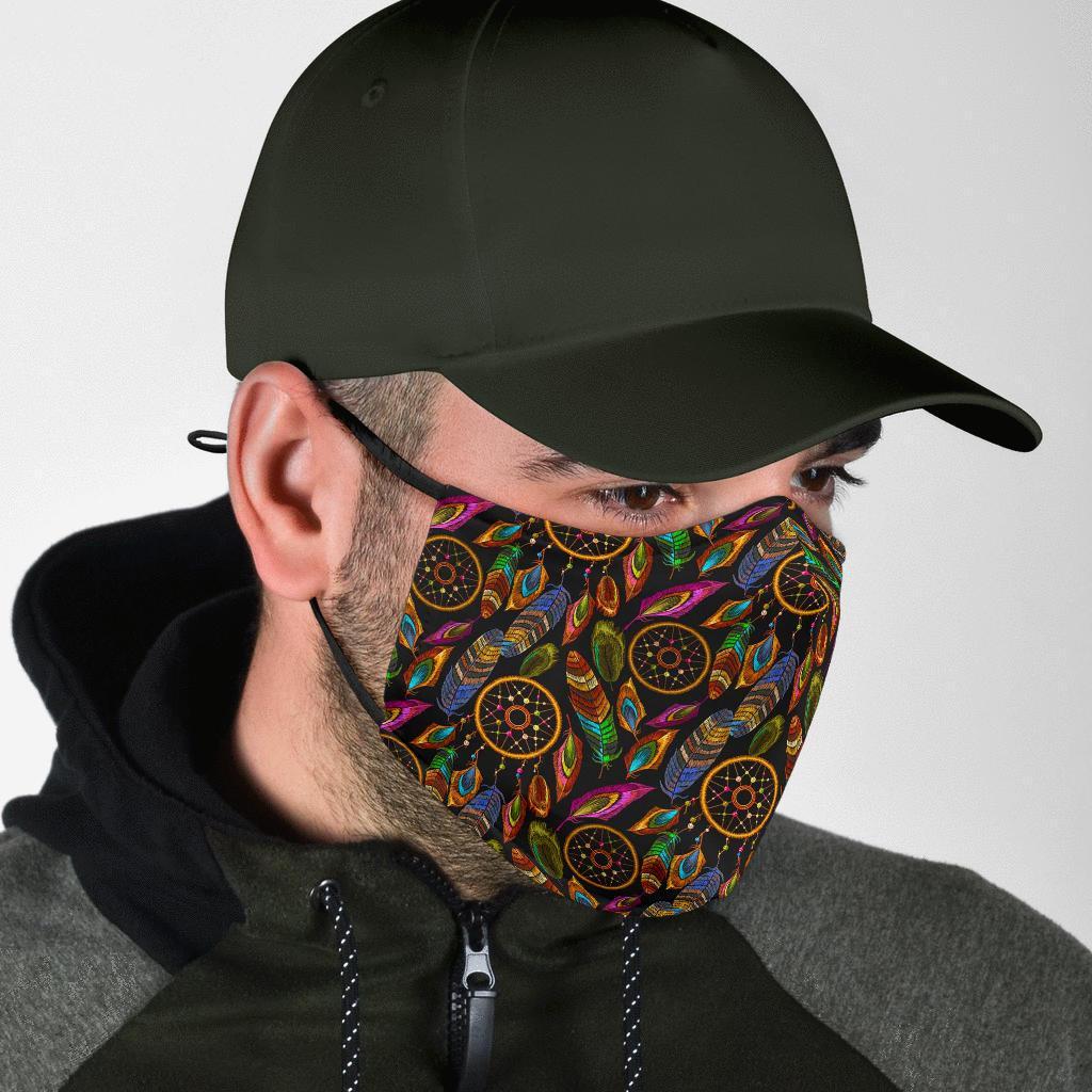 Boho Peacock Dream Catcher Feather Face Mask-grizzshop