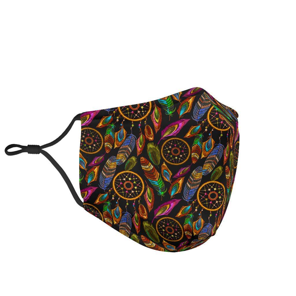 Boho Peacock Dream Catcher Feather Face Mask-grizzshop