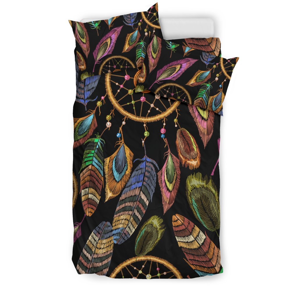 Boho Peacock Dream Catcher Feather Duvet Cover Bedding Set-grizzshop