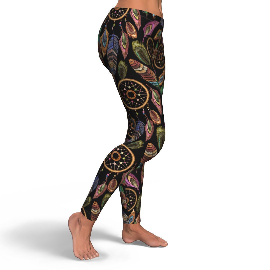Boho Peacock Dream Catcher Feather Pattern Print Pattern Women Leggings-grizzshop
