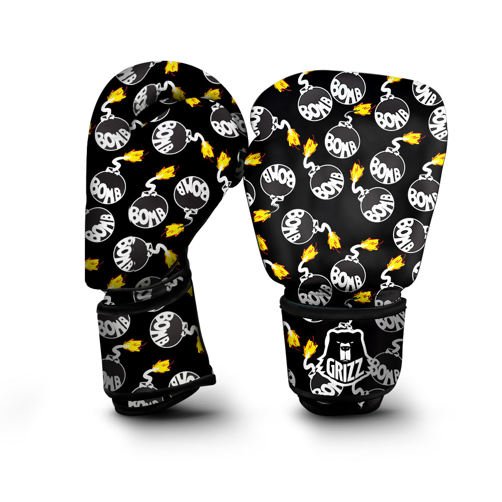 Bomb And Fire Print Pattern Boxing Gloves-grizzshop