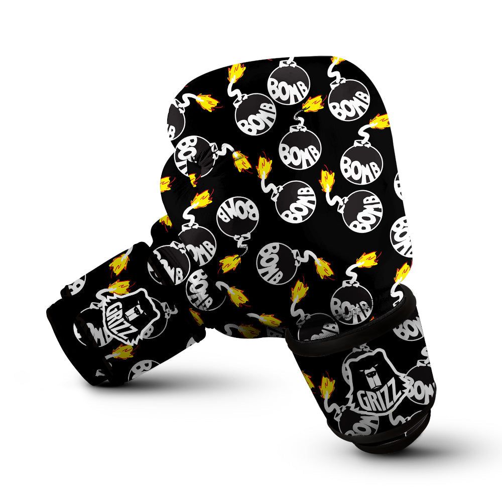 Bomb And Fire Print Pattern Boxing Gloves-grizzshop