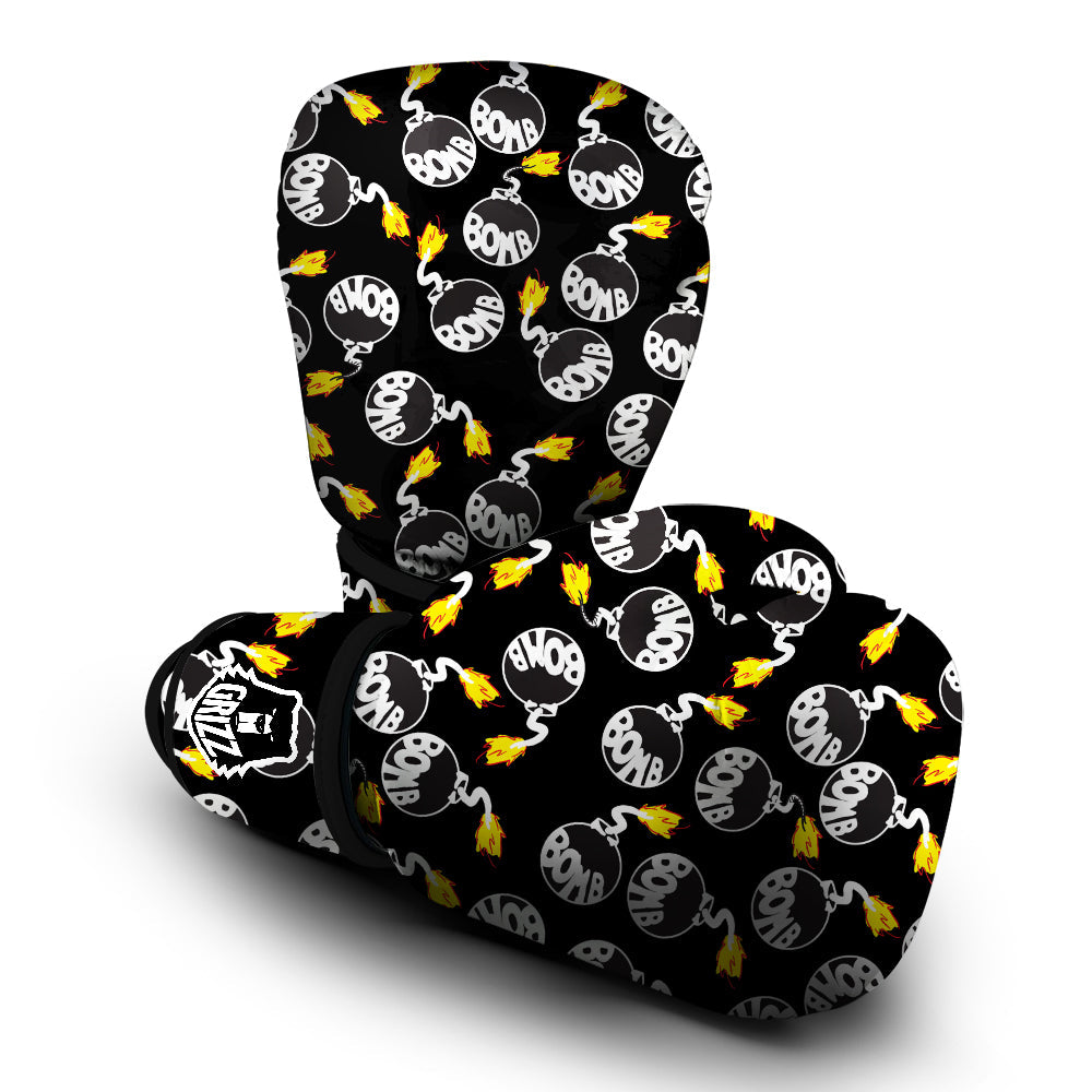 Bomb And Fire Print Pattern Boxing Gloves-grizzshop