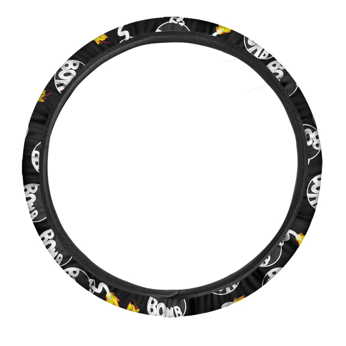 Bomb And Fire Print Pattern Car Steering Wheel Cover-grizzshop