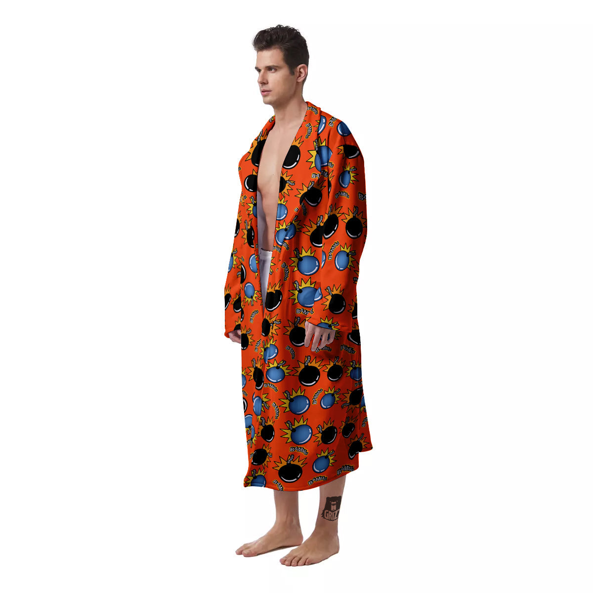 Bomb Bamm Print Pattern Men's Robe-grizzshop