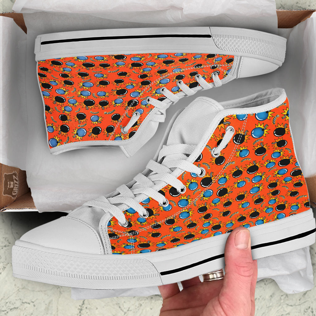 Bomb Bamm Print Pattern White High Top Shoes-grizzshop