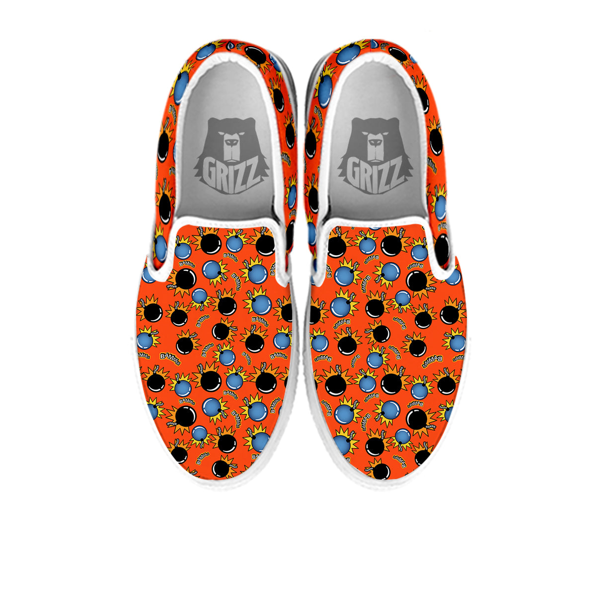 Bomb Bamm Print Pattern White Slip On Shoes-grizzshop