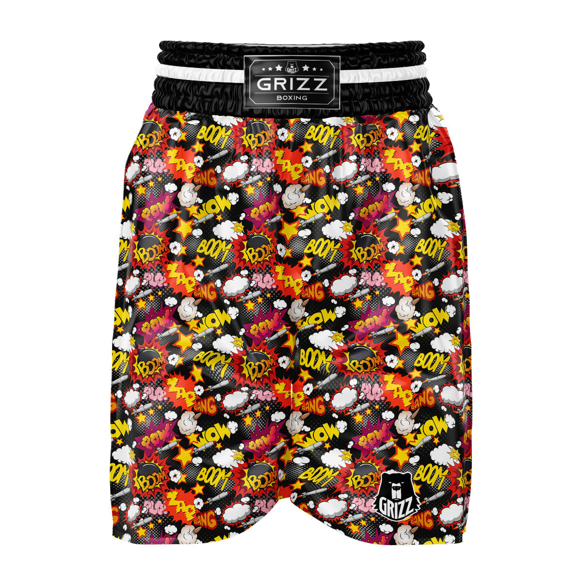 Bomb Boom Comic Graffiti Print Pattern Boxing Shorts-grizzshop