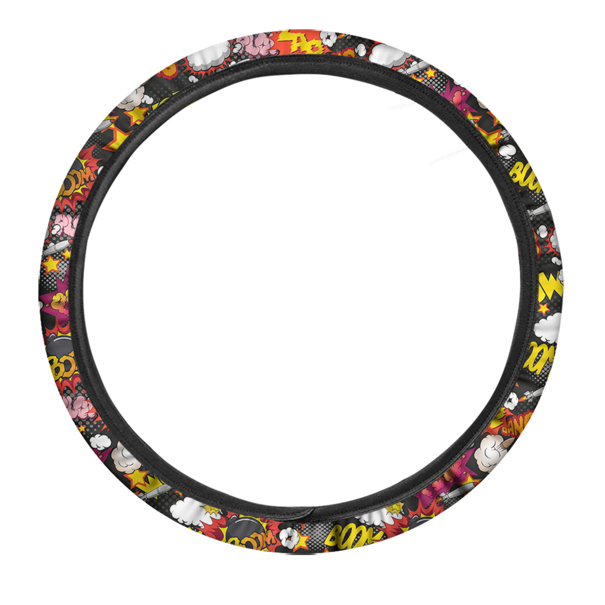 Bomb Boom Comic Graffiti Print Pattern Car Steering Wheel Cover-grizzshop