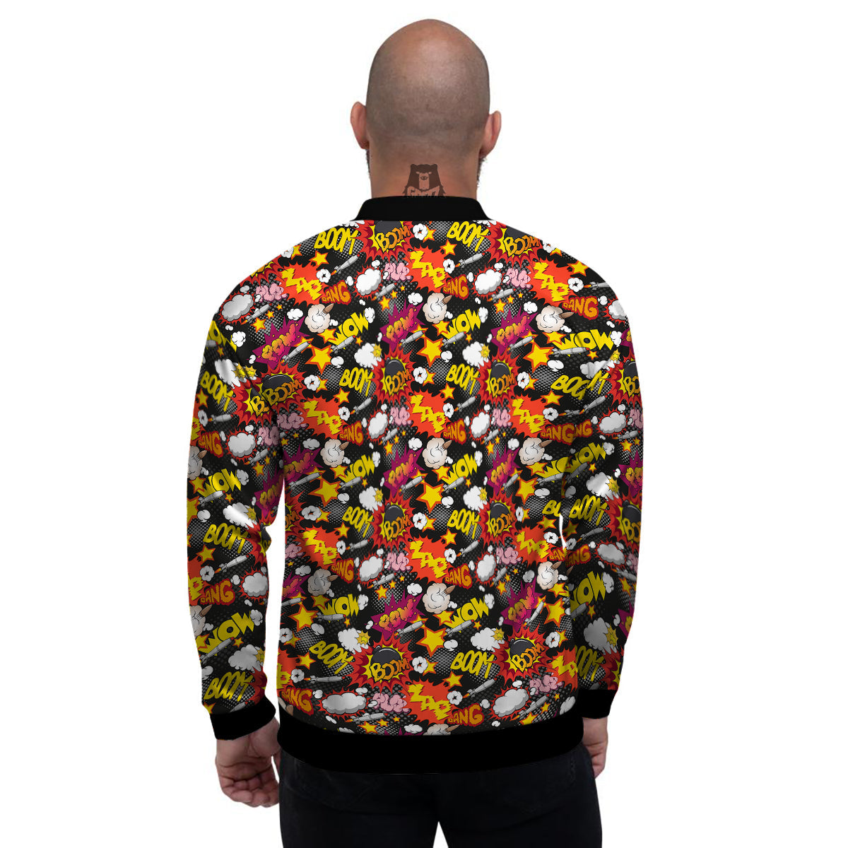 Bomb Boom Comic Graffiti Print Pattern Men's Bomber Jacket-grizzshop