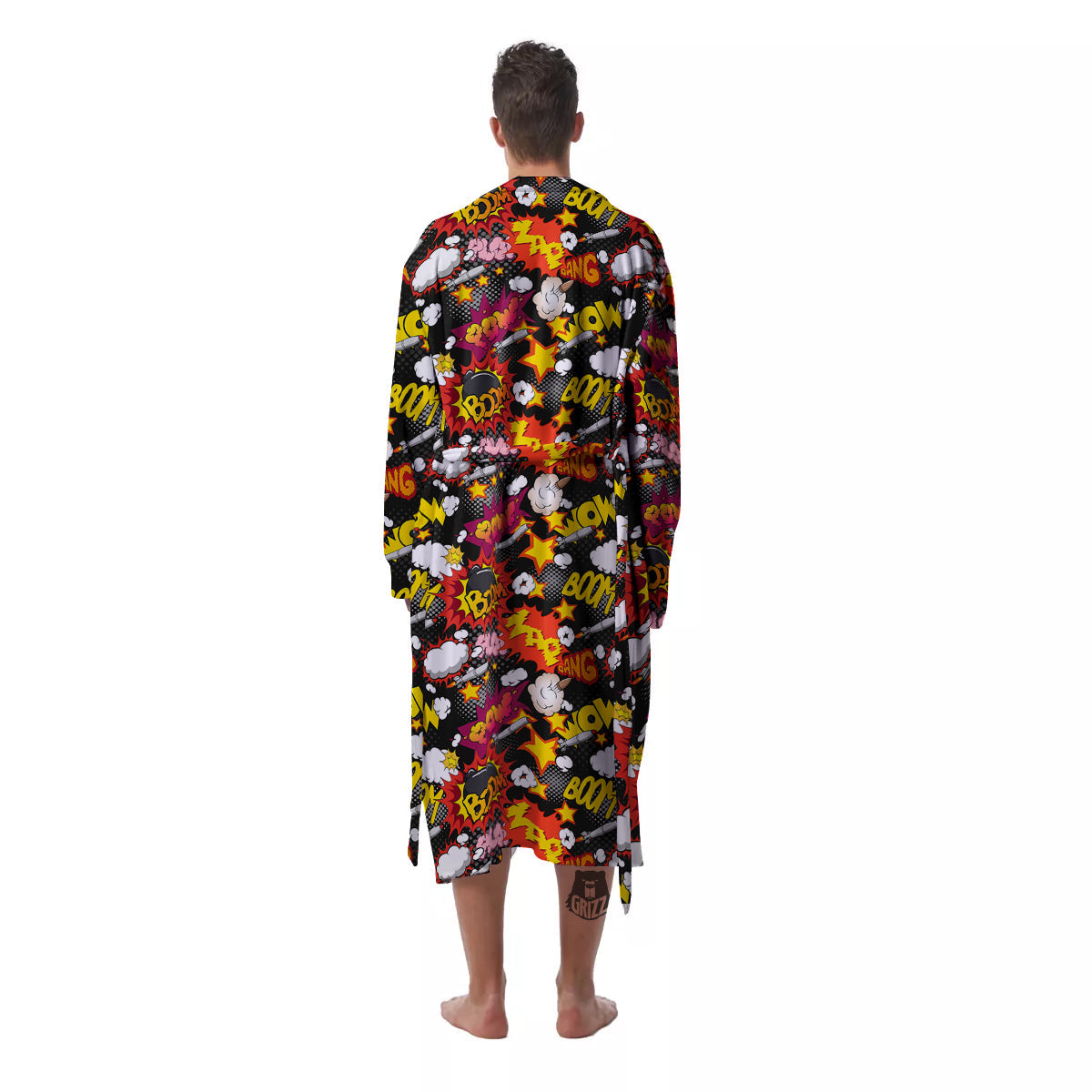 Bomb Boom Comic Graffiti Print Pattern Men's Robe-grizzshop