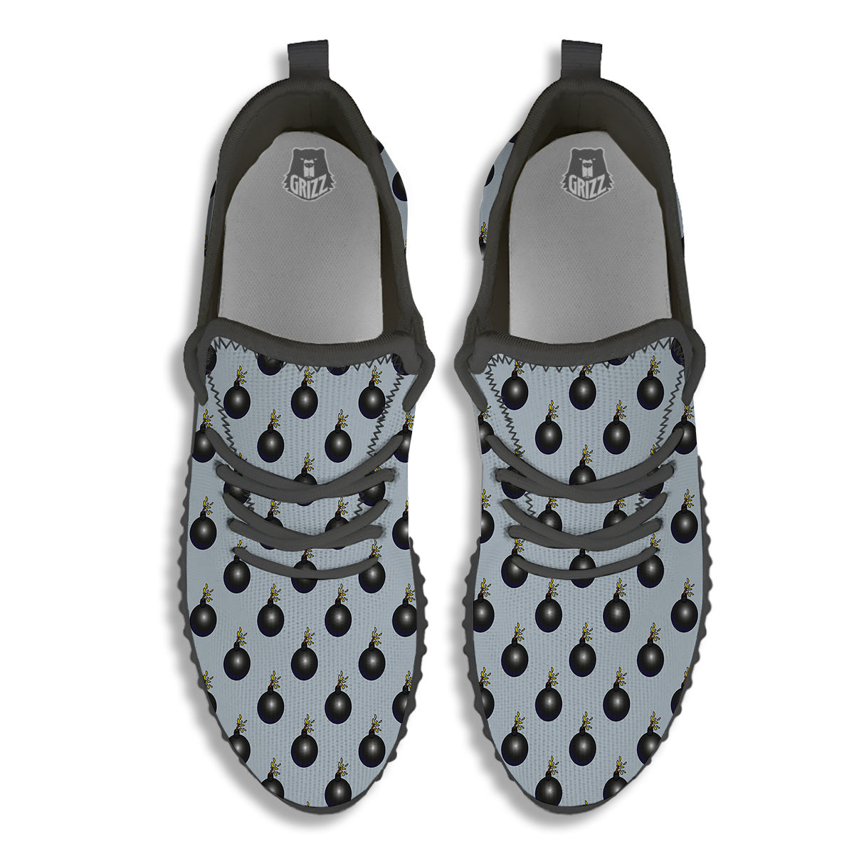 Bomb Vintage Print Pattern Black Walking Shoes-grizzshop