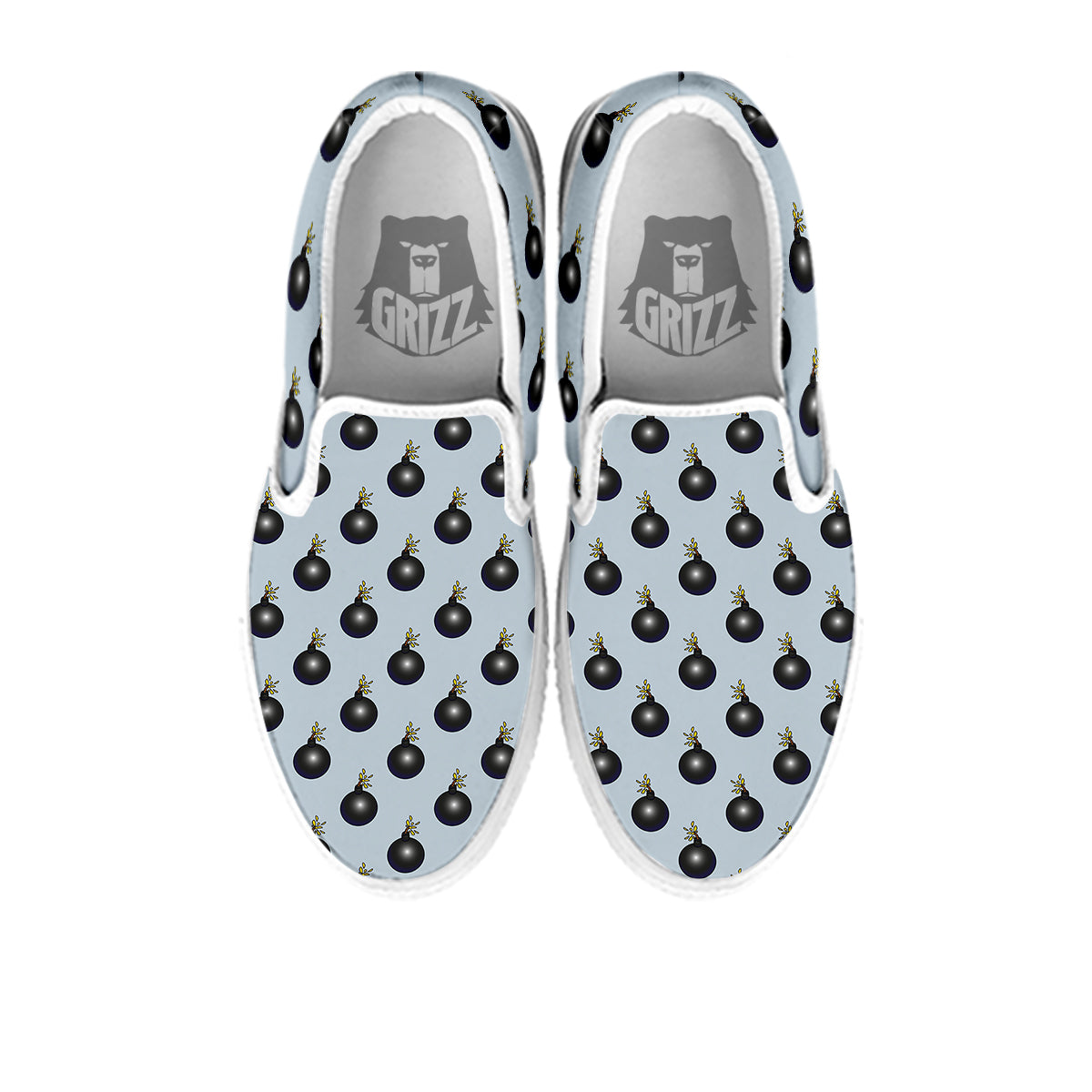 Bomb Vintage Print Pattern White Slip On Shoes-grizzshop