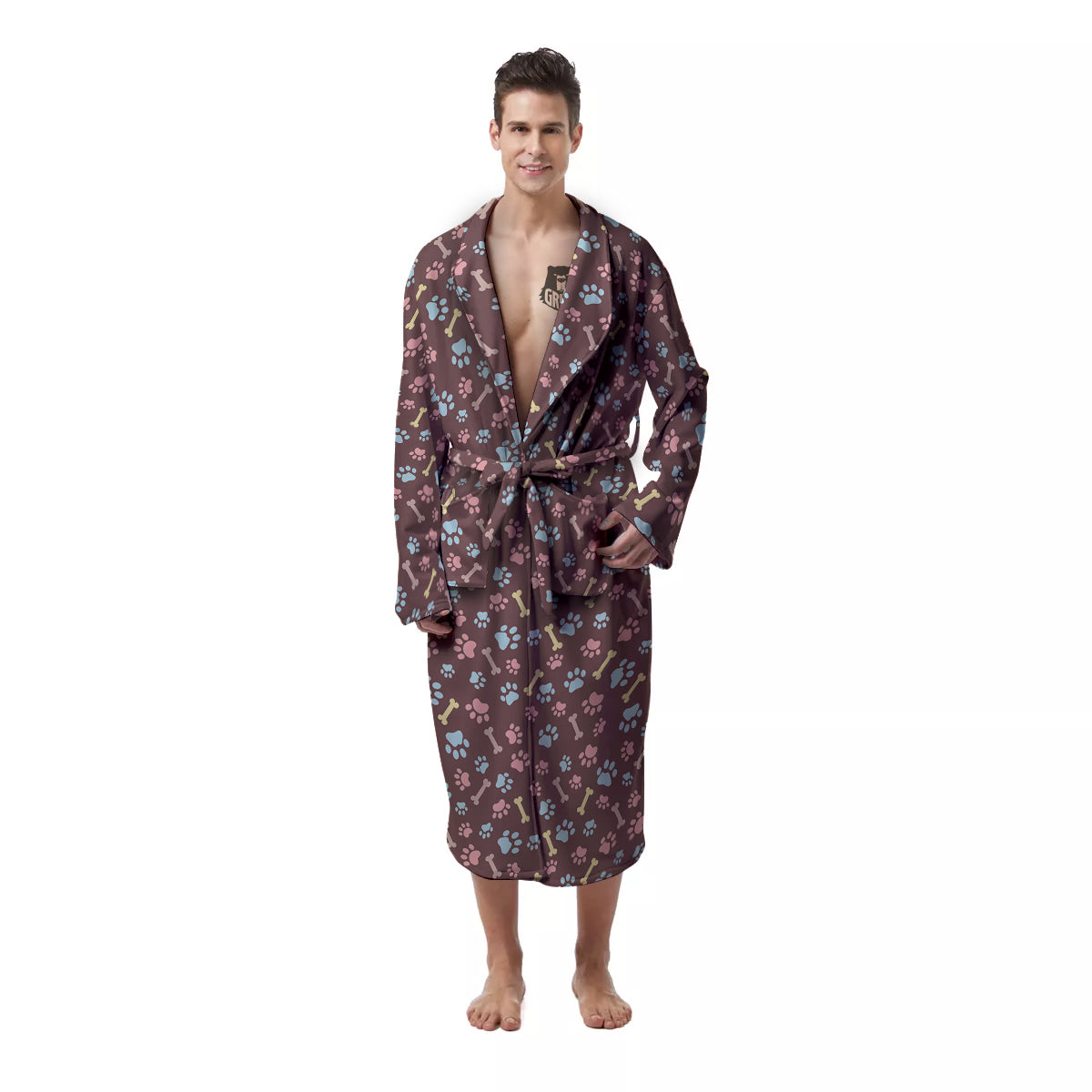 Mammoth Pattern Print Men Long Robe