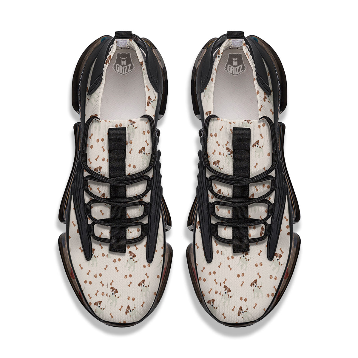 Bone And Jack Russell Terrier Print Pattern Black Gym Shoes-grizzshop