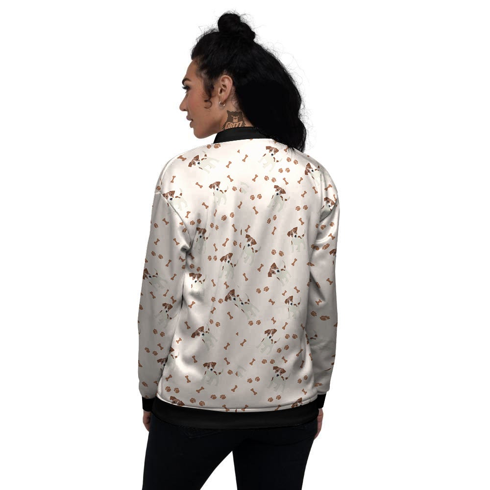 Bone And Jack Russell Terrier Print Pattern Women's Bomber Jacket-grizzshop