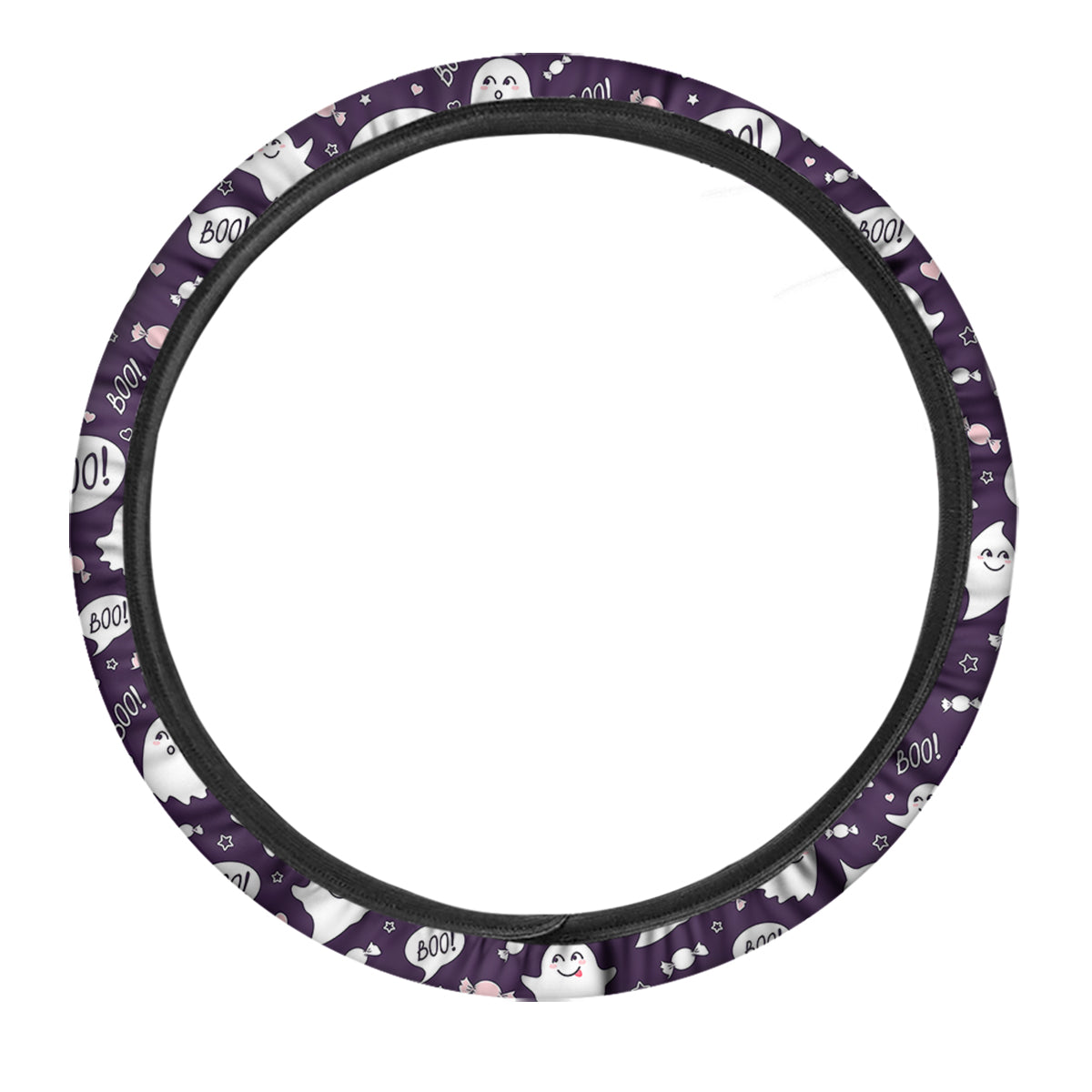 Boo Cute Ghost Print Pattern Car Steering Wheel Cover-grizzshop
