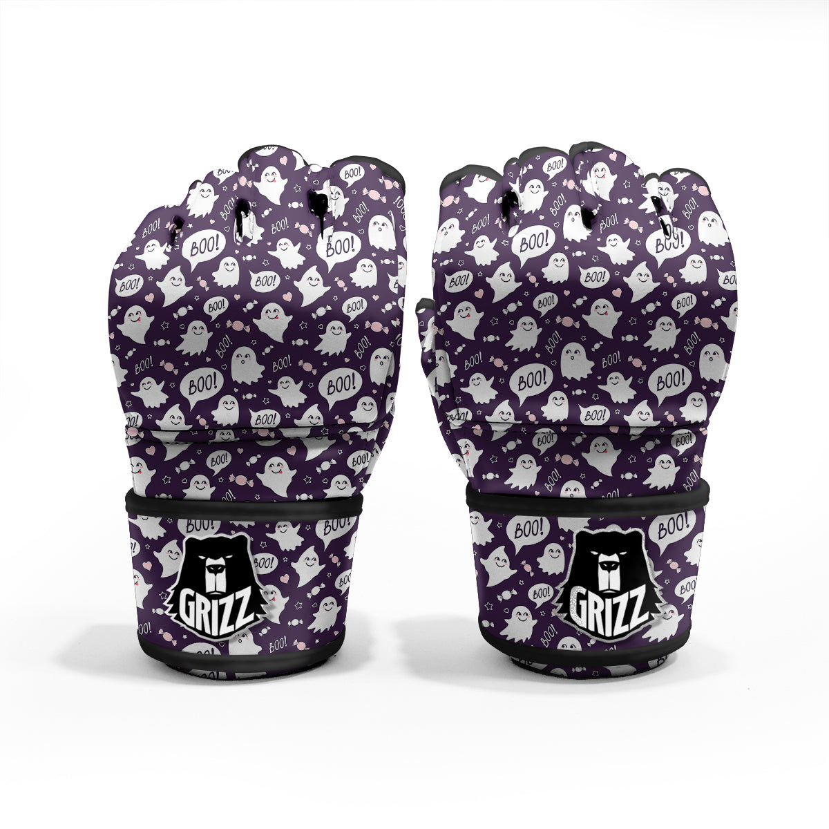 Boo Cute Ghost Print Pattern MMA Gloves-grizzshop