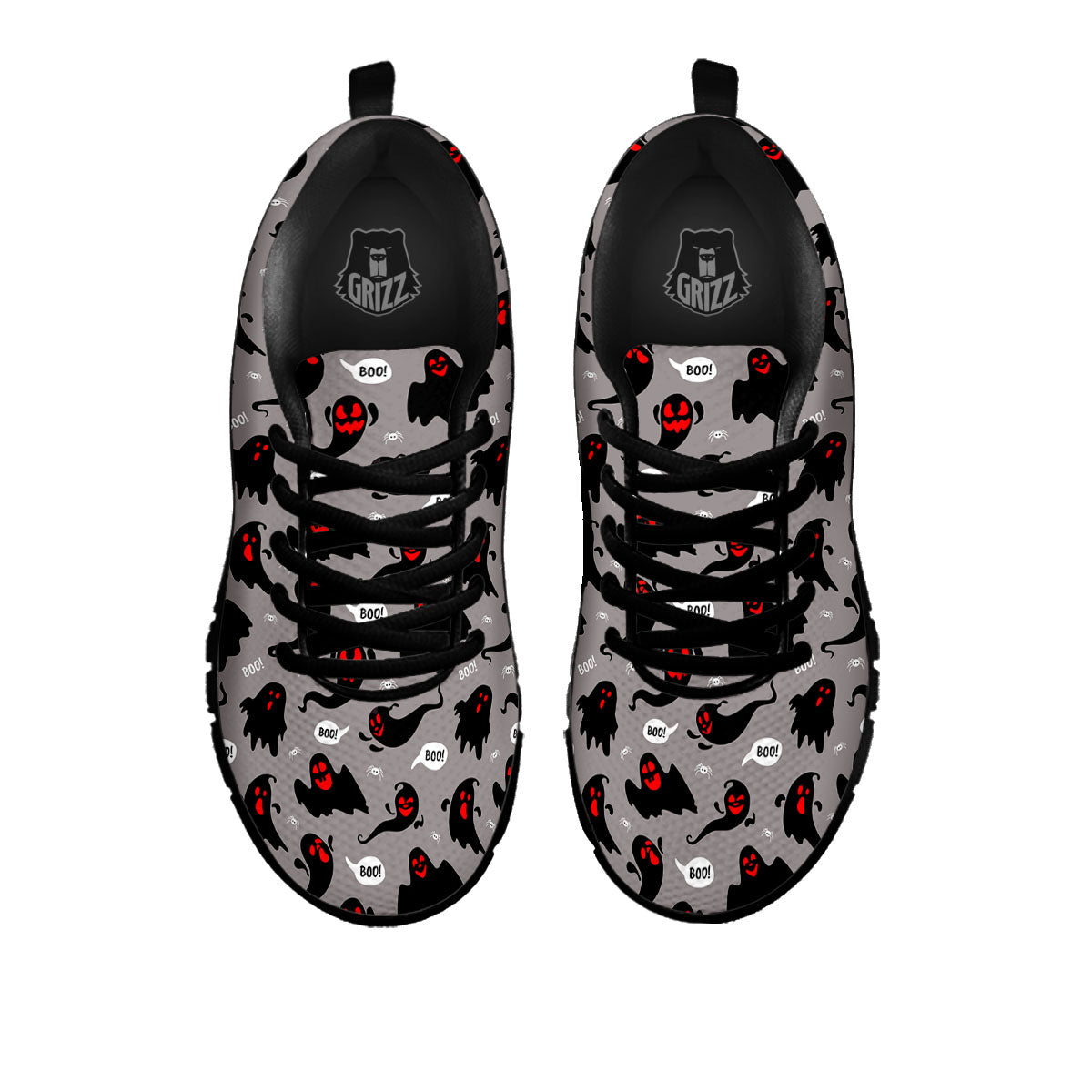 Boo Ghost Print Pattern Black Sneaker-grizzshop