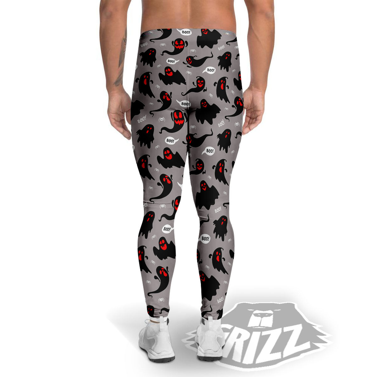 Boo Ghost Print Pattern Men's Leggings-grizzshop