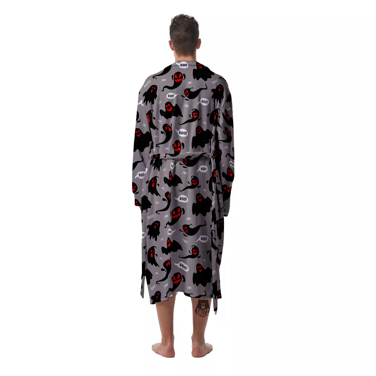Boo Ghost Print Pattern Men's Robe-grizzshop