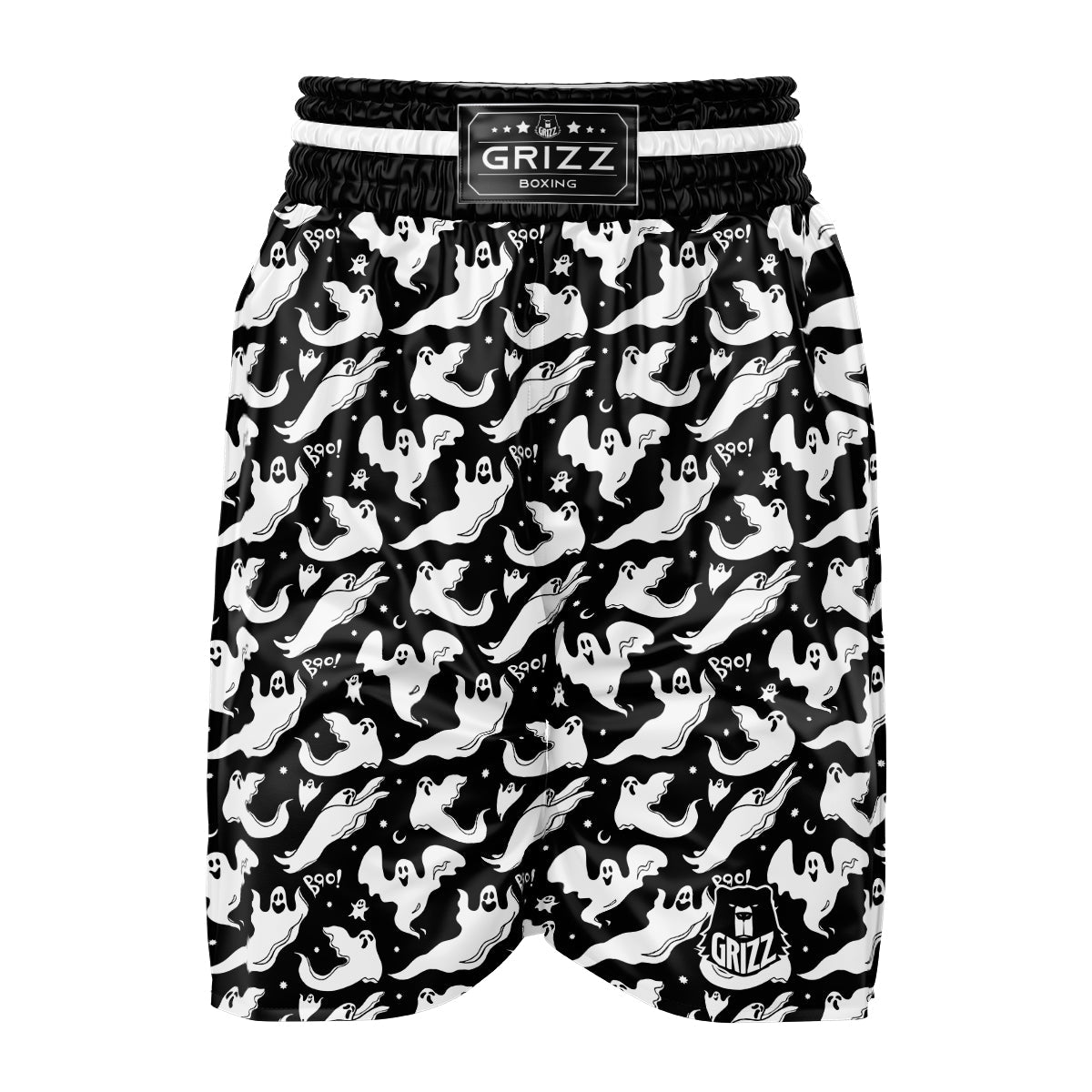 Boo Scary Ghost Print Pattern Boxing Shorts-grizzshop