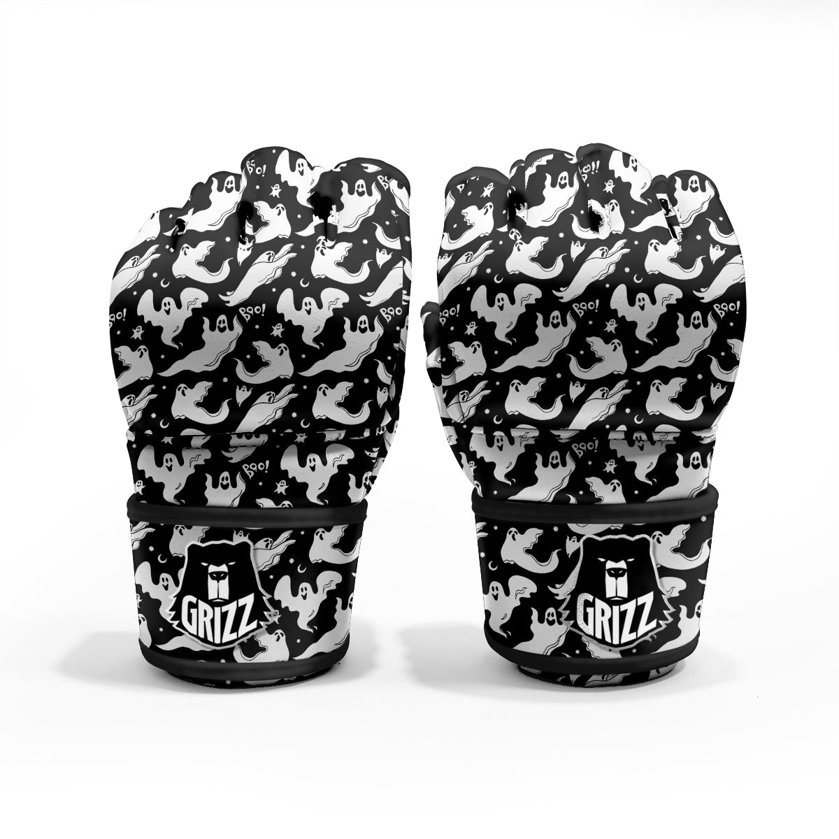 Boo Scary Ghost Print Pattern MMA Gloves-grizzshop