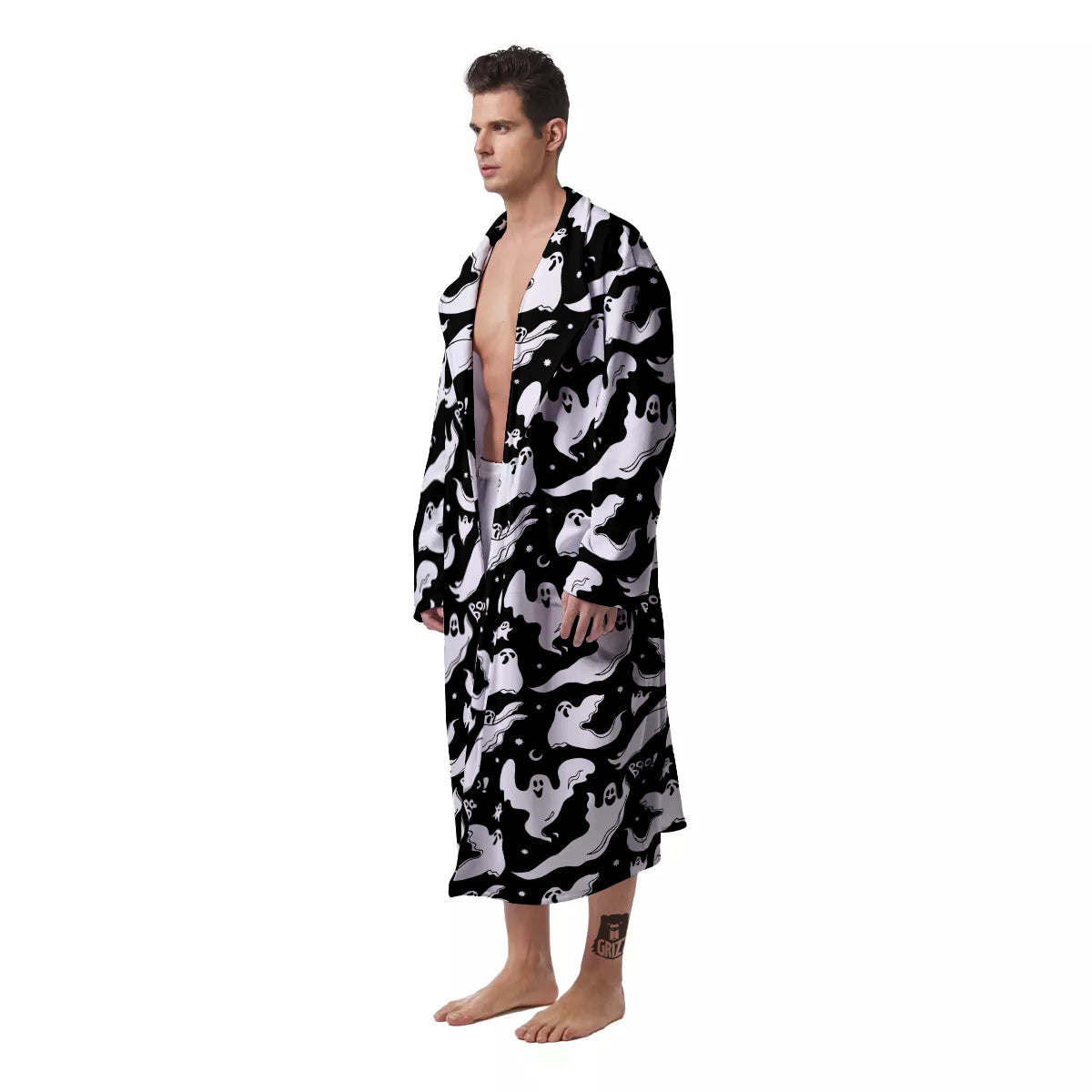 Boo Scary Ghost Print Pattern Men's Robe-grizzshop