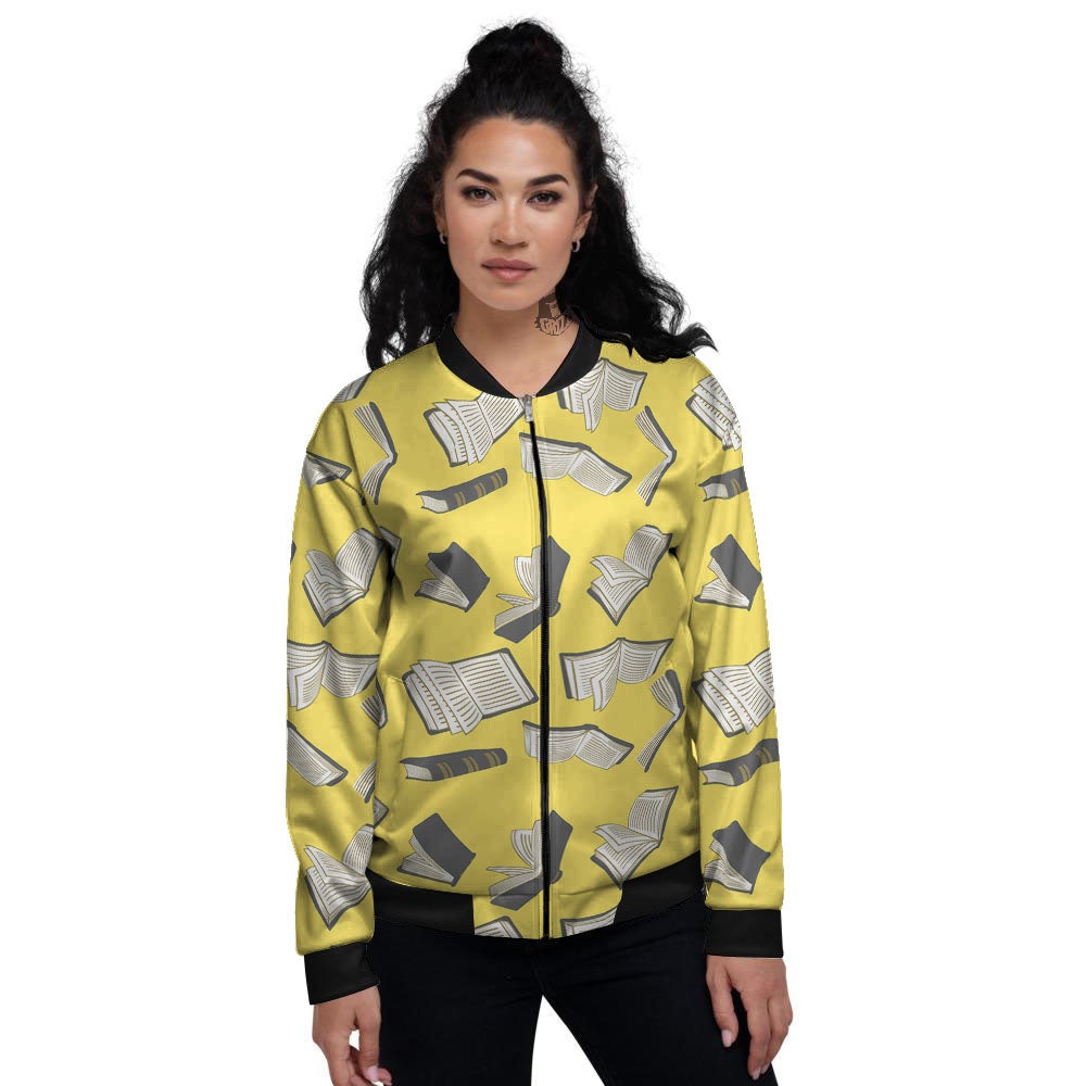 Books Pop Art Print Pattern Women's Bomber Jacket-grizzshop