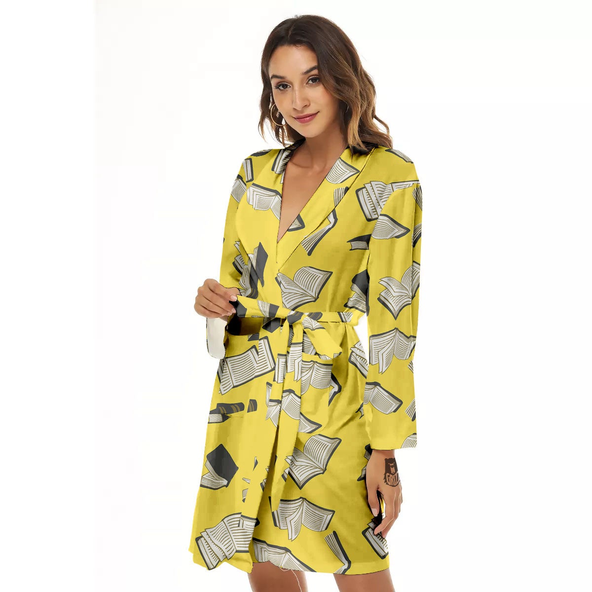 Books Pop Art Print Pattern Women's Robe-grizzshop