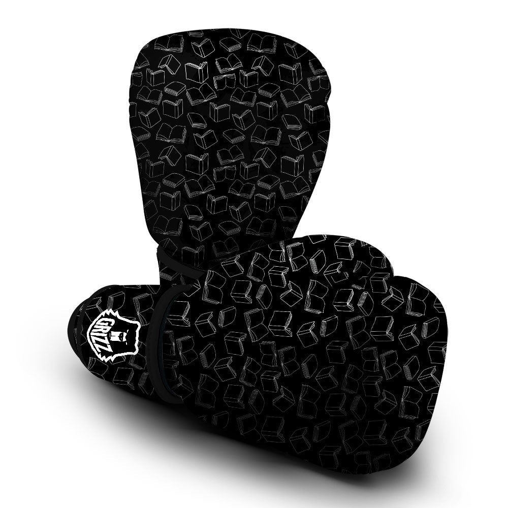 Books White And Black Print Pattern Boxing Gloves-grizzshop