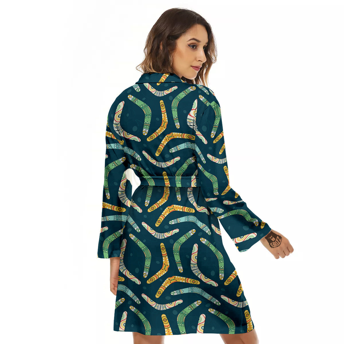 Boomerang Australian Print Pattern Women's Robe-grizzshop
