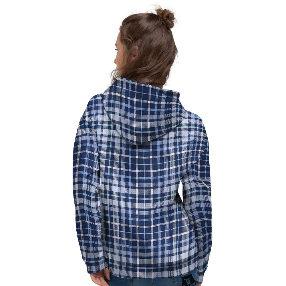 Border Tartan Blue Print Pattern Women's Hoodie-grizzshop